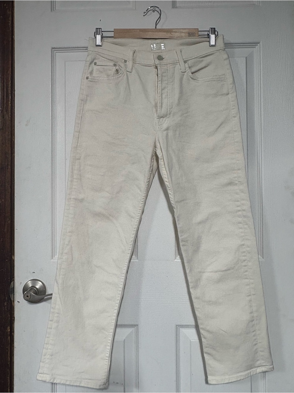 MOTHER High-Rise Straight Leg Jeans in White - Picture 2 of 8